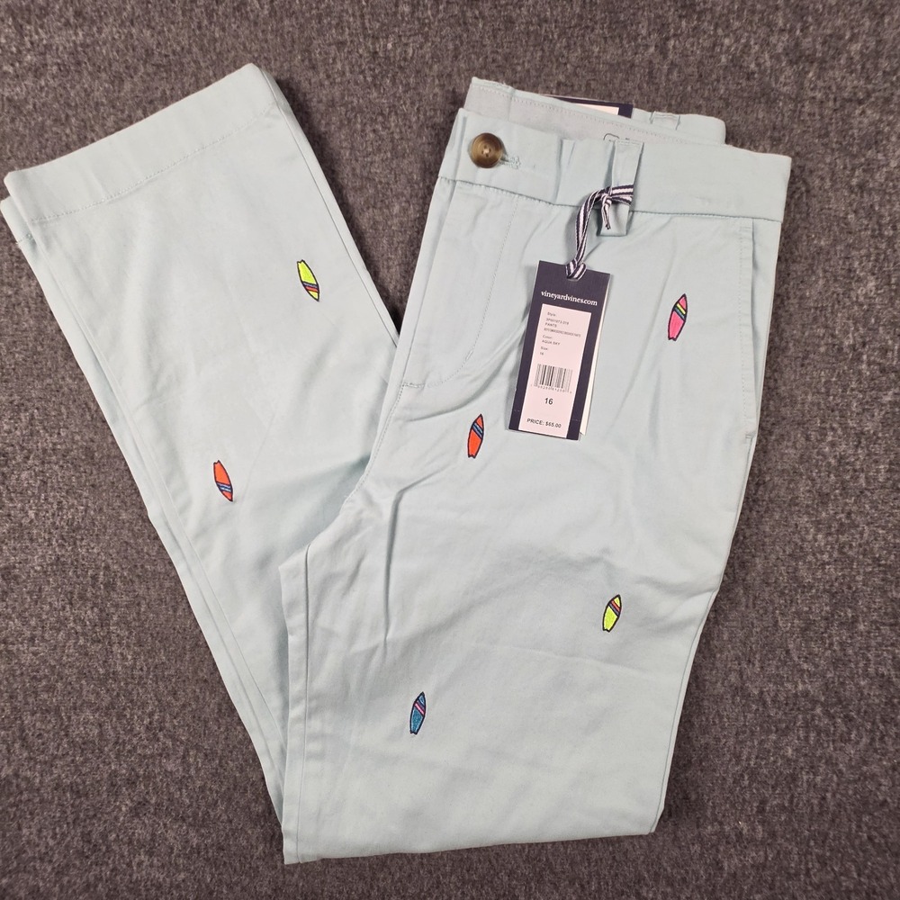 Vineyard Vines Boys Breaker Pants 16 28x28 Aqua Sky Surfboard 3P001073 NWT